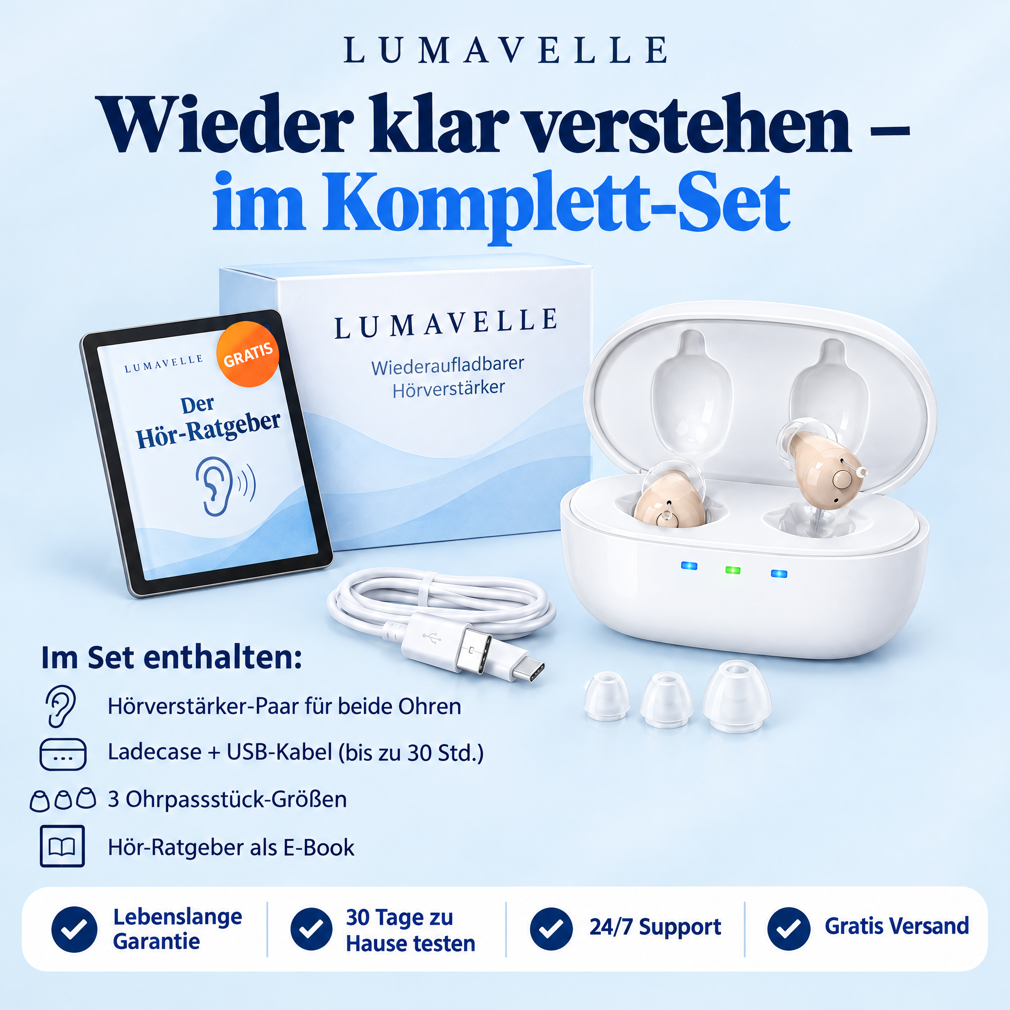 Lumavelle Hörverstärker Pro – Paar mit Ladecase